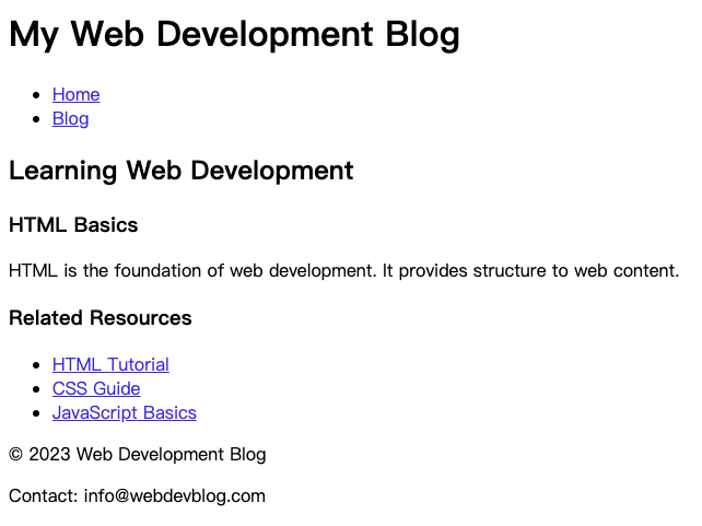 语义化 HTML 示例的浏览器视图