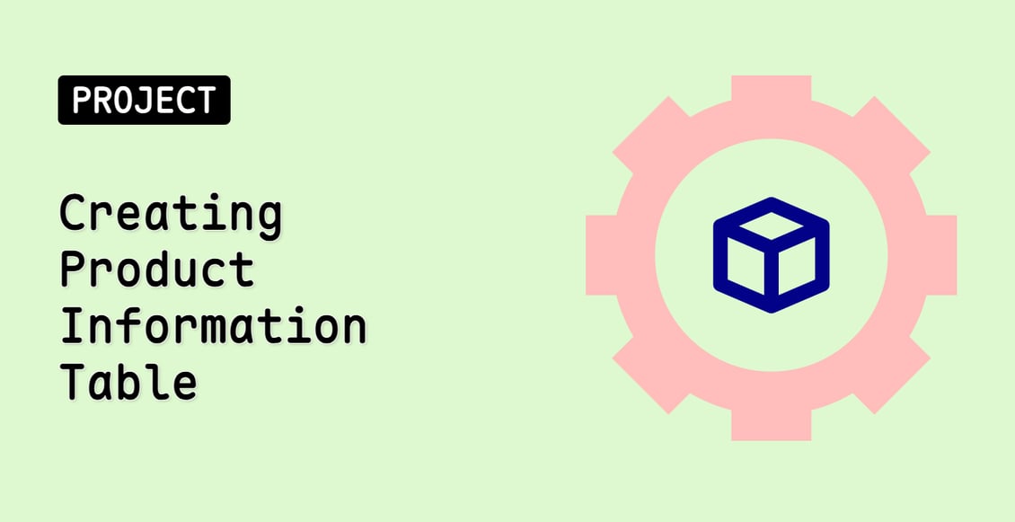 Creating Product Information Table