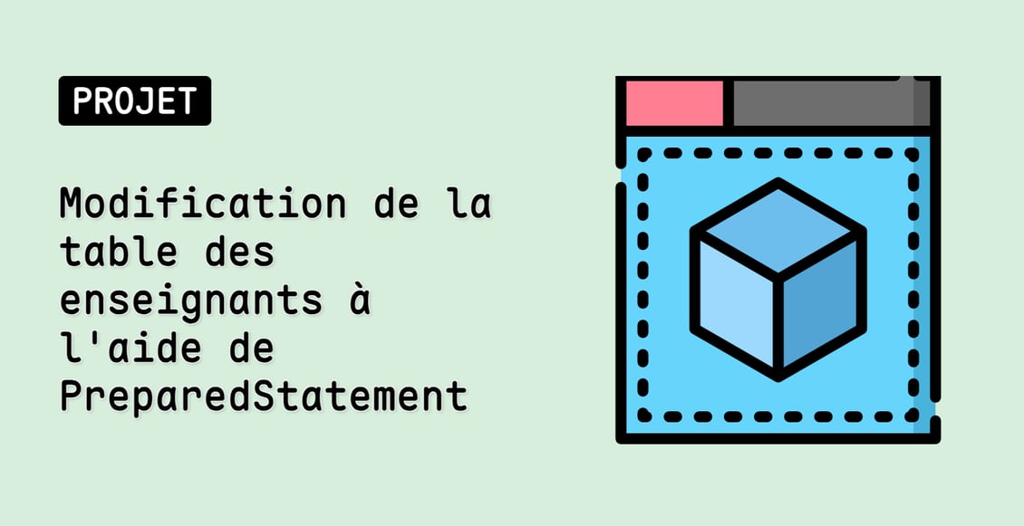 Modification de la table des enseignants à l'aide de PreparedStatement