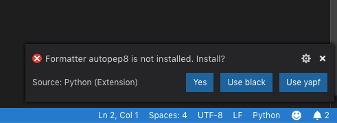black formatter popup